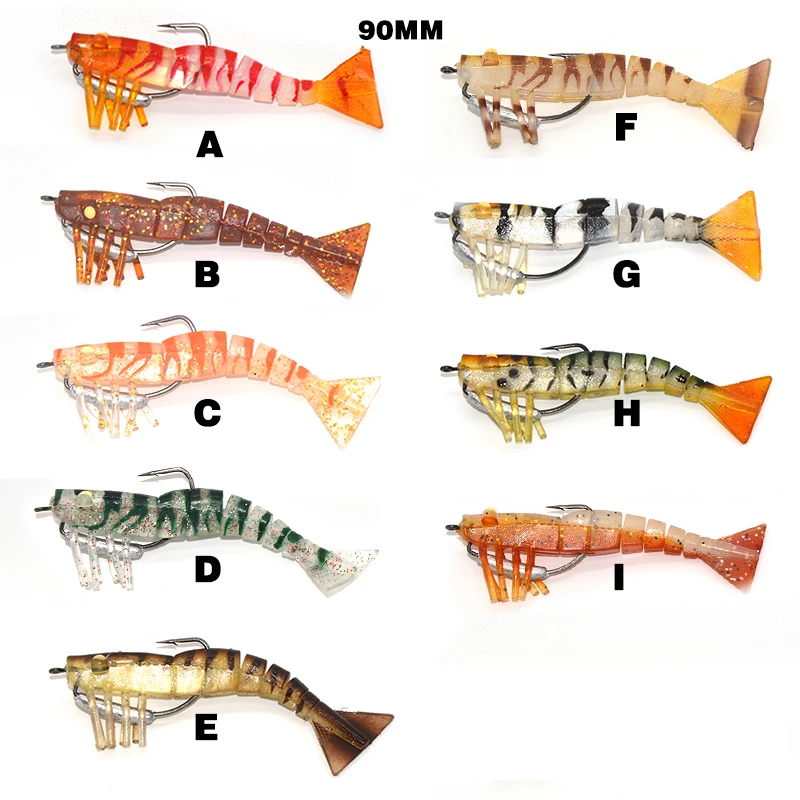 TAKEDO LV01 mejor señuelo de lubina cebo de camarón 90mm 8g anzuelos VMC pesca suave señuelo de camarón Señuelos de pesca blandos - imagen 5