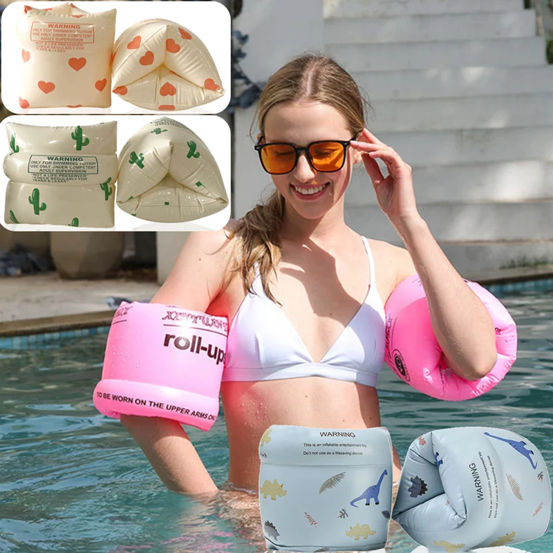 Mangas circulares de brazo flotante de PVC, bolsa de aire doble, flotadores de brazo inflables para piscina, equipo de natación impreso para adultos y niños, 1 par - imagen 3