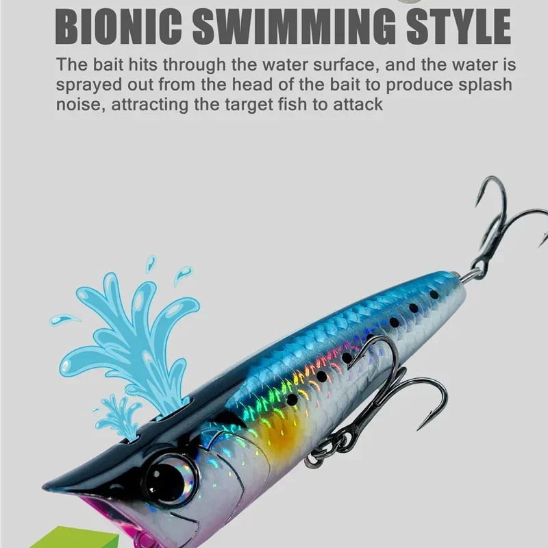 GREENSPIDER 1 Uds. Señuelos de pesca Popper de superficie 90mm 15g cebo Artificial Topwater Señuelos de pesca para aparejos de lubina - imagen 5
