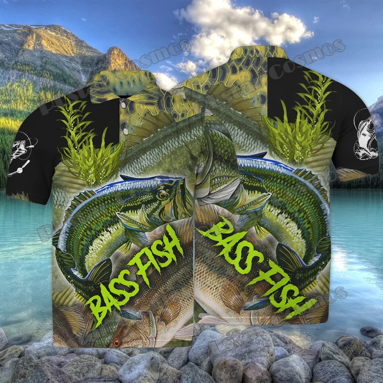 PLstar Cosmos perca amarilla pesca en la piel patrón 3D impreso moda hombres polos verano pantalón corto casual camisa de manga PLP22 - imagen 2