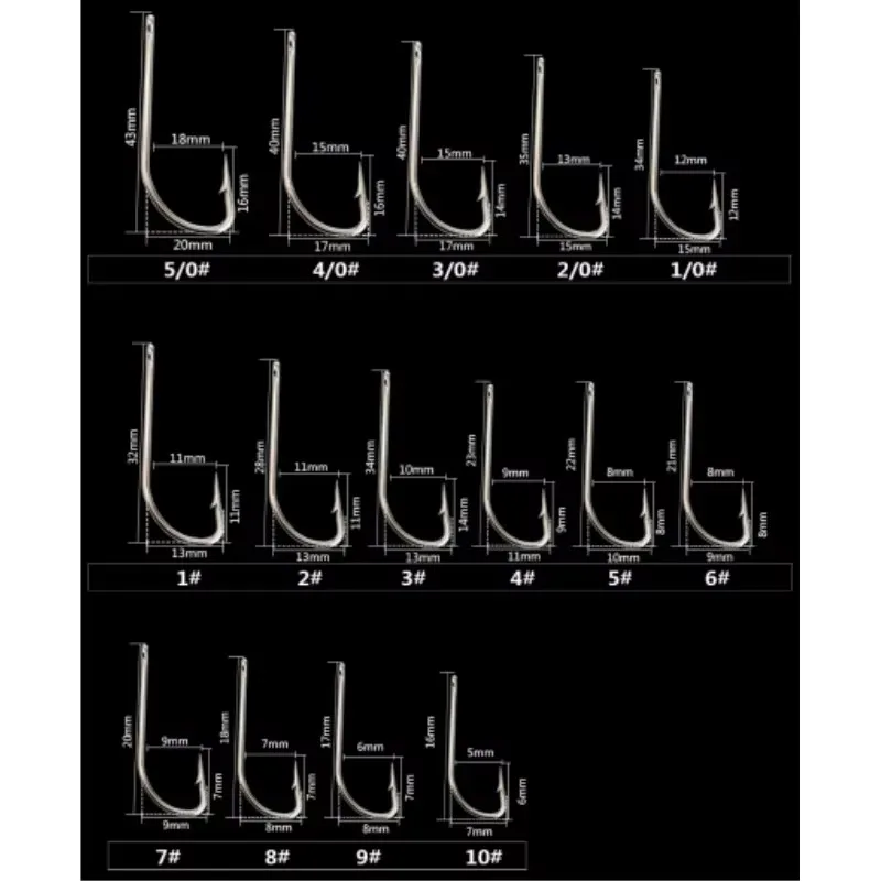 NGB 50-100 Uds anzuelos de pesca de acero rico en carbono 92647 anzuelo de señuelo suave con púas anzuelos individuales accesorios de pesca 5/0 # -10 # - imagen 4