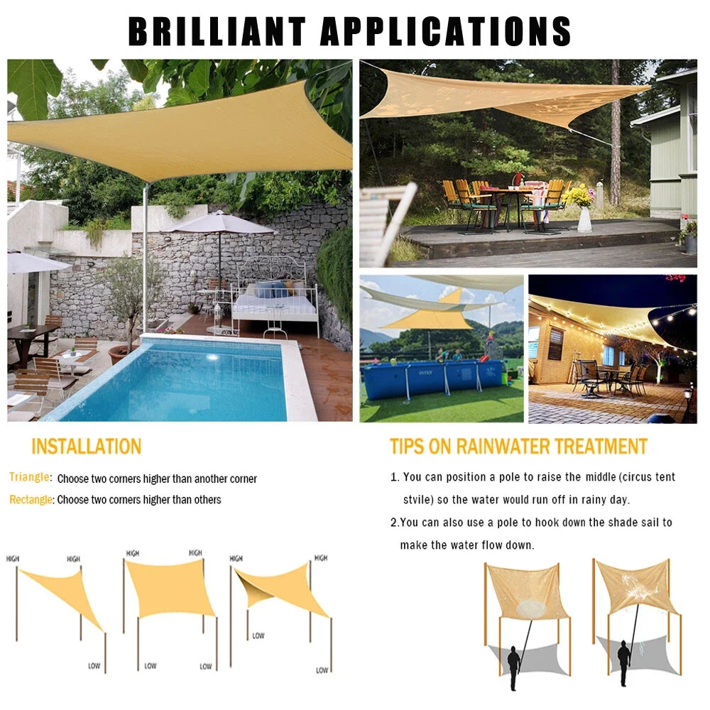 Velas de protección solar de alta resistencia, protección UV, desvanecimiento, resistente a la oxidación, sombrilla rectangular, dosel, bordes curvos, bloques, toldos de luz solar - imagen 5