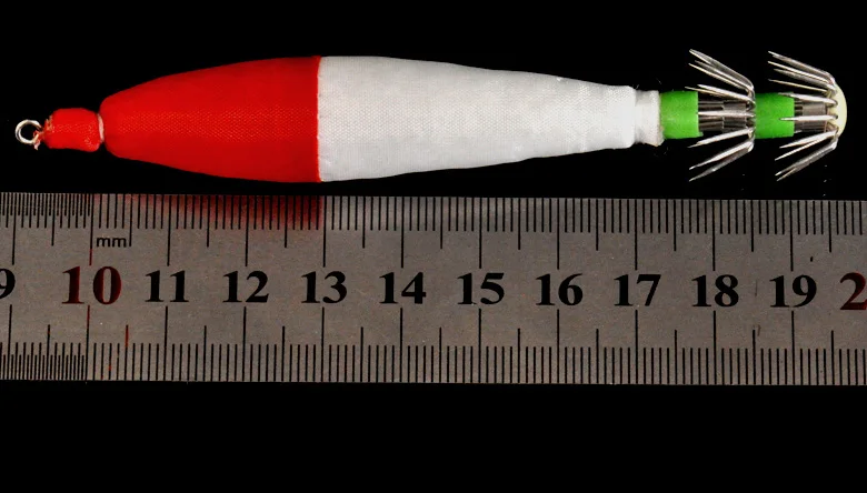 Camarones de madera plásticos del gancho del anzuelo del calamar del camarón que brillan en la oscuridad 4 # Rollo de tela Señuelos de pesca Lote 5 piezas - imagen 4