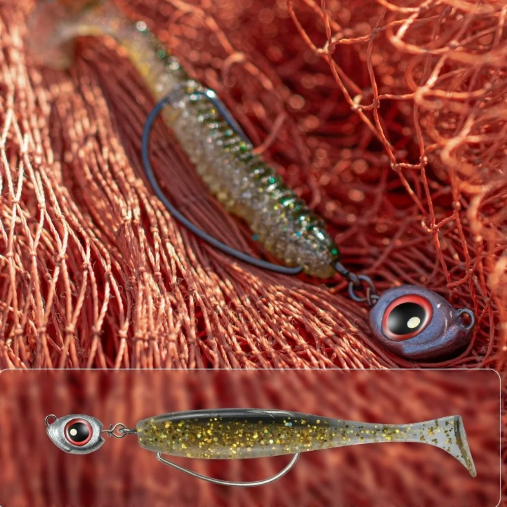 2025 Jig Head cabeza de plomo cebo plomo ojos grandes inferior Swimbait Jig Heads luminoso suave gusano señuelo Jig cabeza de Metal pesca - imagen 2