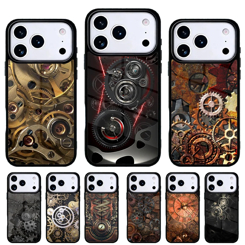 Funda Steampunk Mecánica para iPhone 15/14/13 Pro Max – Diseño Vintage