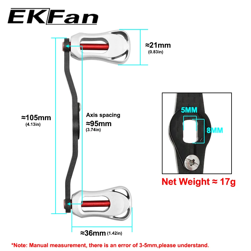Ekfan-MANGO y perilla de carbono para carrete de pesca Dawa Shmano Bast, 105MM, 8x5MM, 7x4MM, DIY - imagen 5