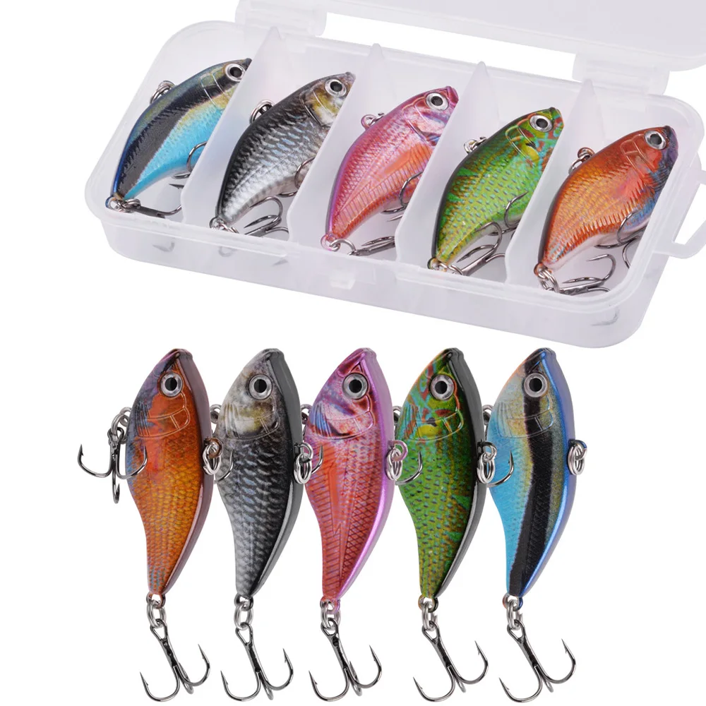 Señuelos de pesca Crankbait sin labios, 5 uds., para agua dulce, agua salada, sonajero, 13g, VIB, Swimbaits para lubina, trucha, Walleye, Lucio