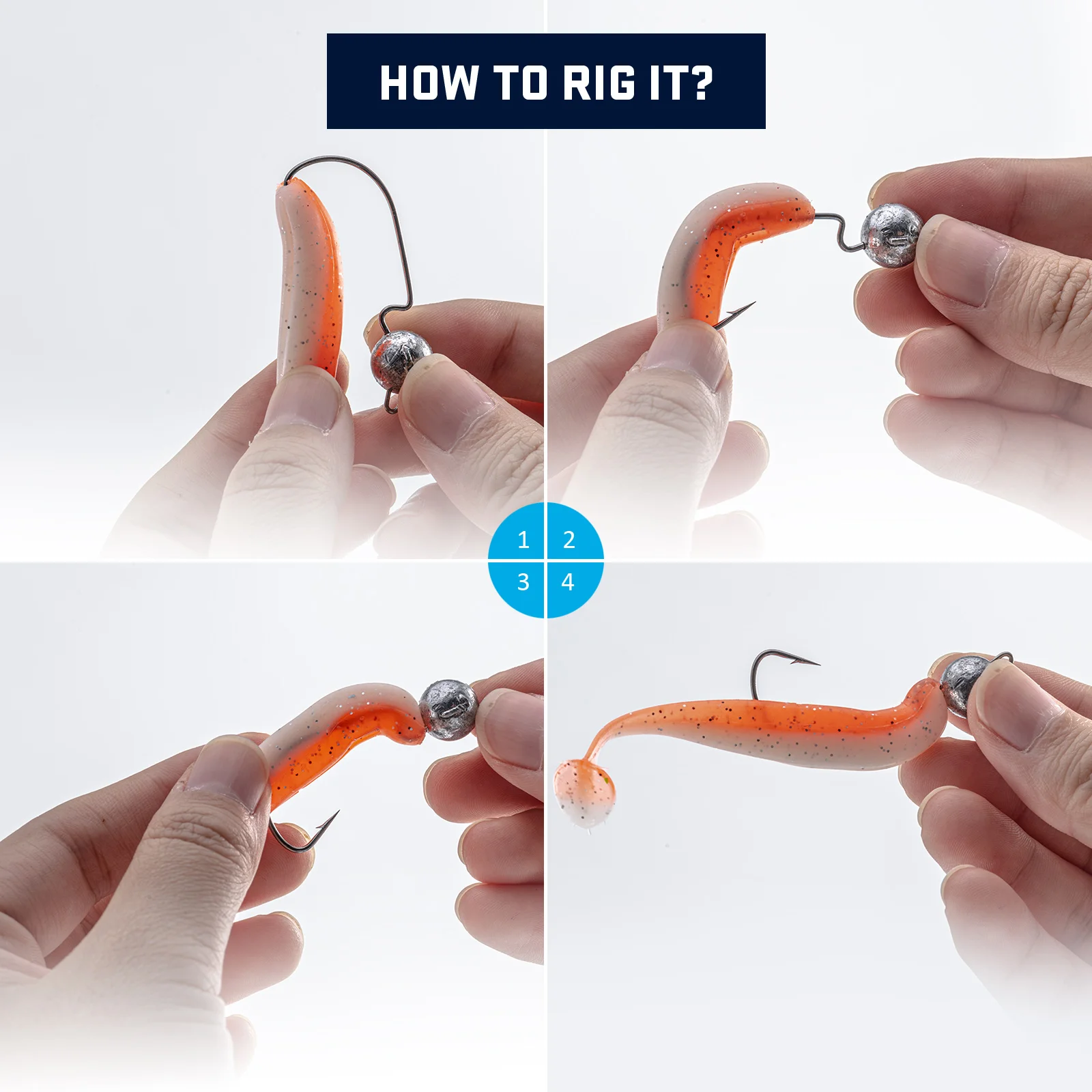 GOTURE 50/caja anzuelo de cabeza grande 3,5/5/7g gancho de cabeza de plantilla de bola redonda sin hierba cabeza de plantilla de vástago largo gancho de grupo de señuelo suave, tiene púas - imagen 5