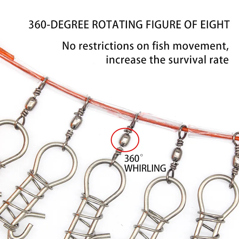 Hebilla de bloqueo de pesca, accesorios de pesca, cadena de acero inoxidable con flotador, cinturón de bloqueo de señuelo de peces vivos, novedad de 2024 - imagen 4