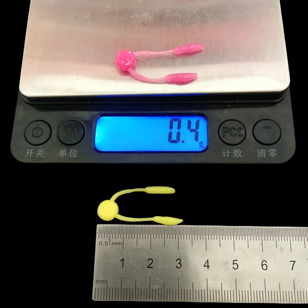 10 Uds 3,5 cm 0,4g señuelo de pesca de gusano doble cola cebo de pesca suave cebo de rana lubina mar agua dulce salada - imagen 3