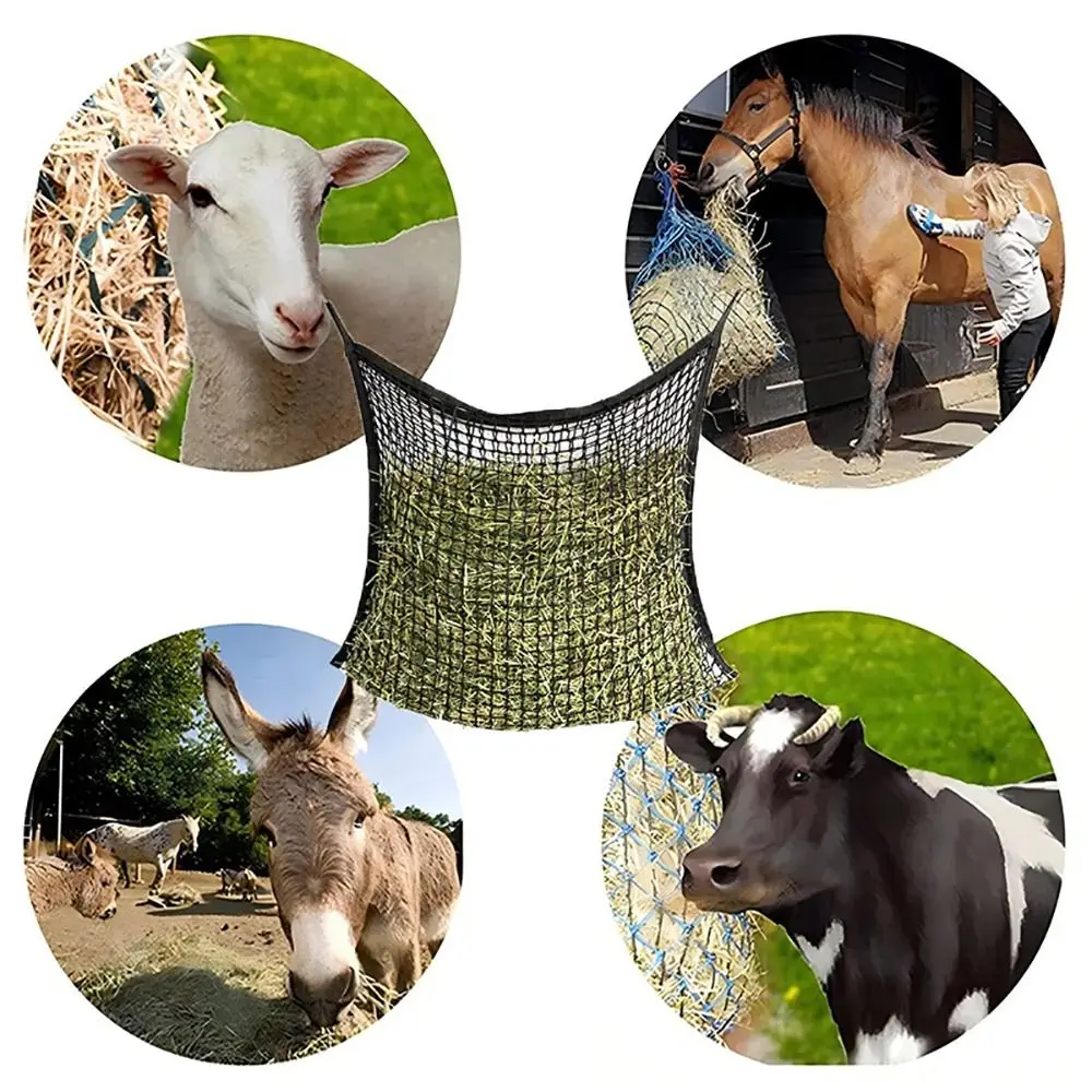 1 Uds. Red de heno duradera de alimentación lenta de gran capacidad 80x90cm bolsa de heno para caballos bolsa alimentadora de heno colgante para caballos cabras ovejas - imagen 2