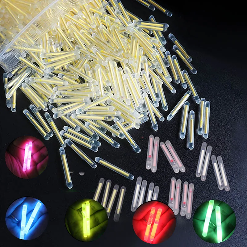Barra de luz fluorescente para pesca nocturna, Accesorios luminosos de 2,2-4,5mm, 10/50 unidades por lote