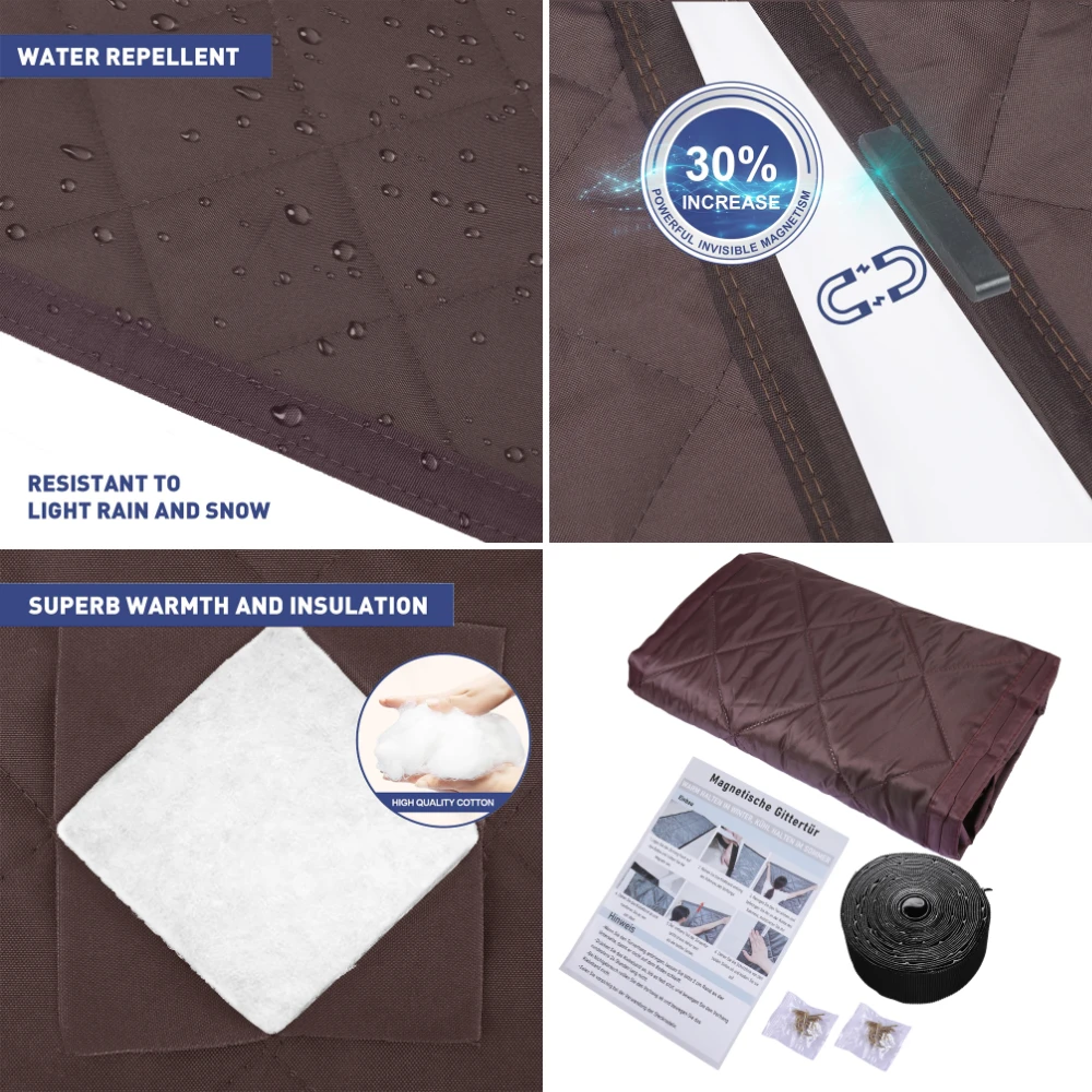 Cortina de puerta con aislamiento térmico magnético, tela impermeable Oxford llena algodón grueso, cubierta aislante, manta, pantallas ventana - imagen 3