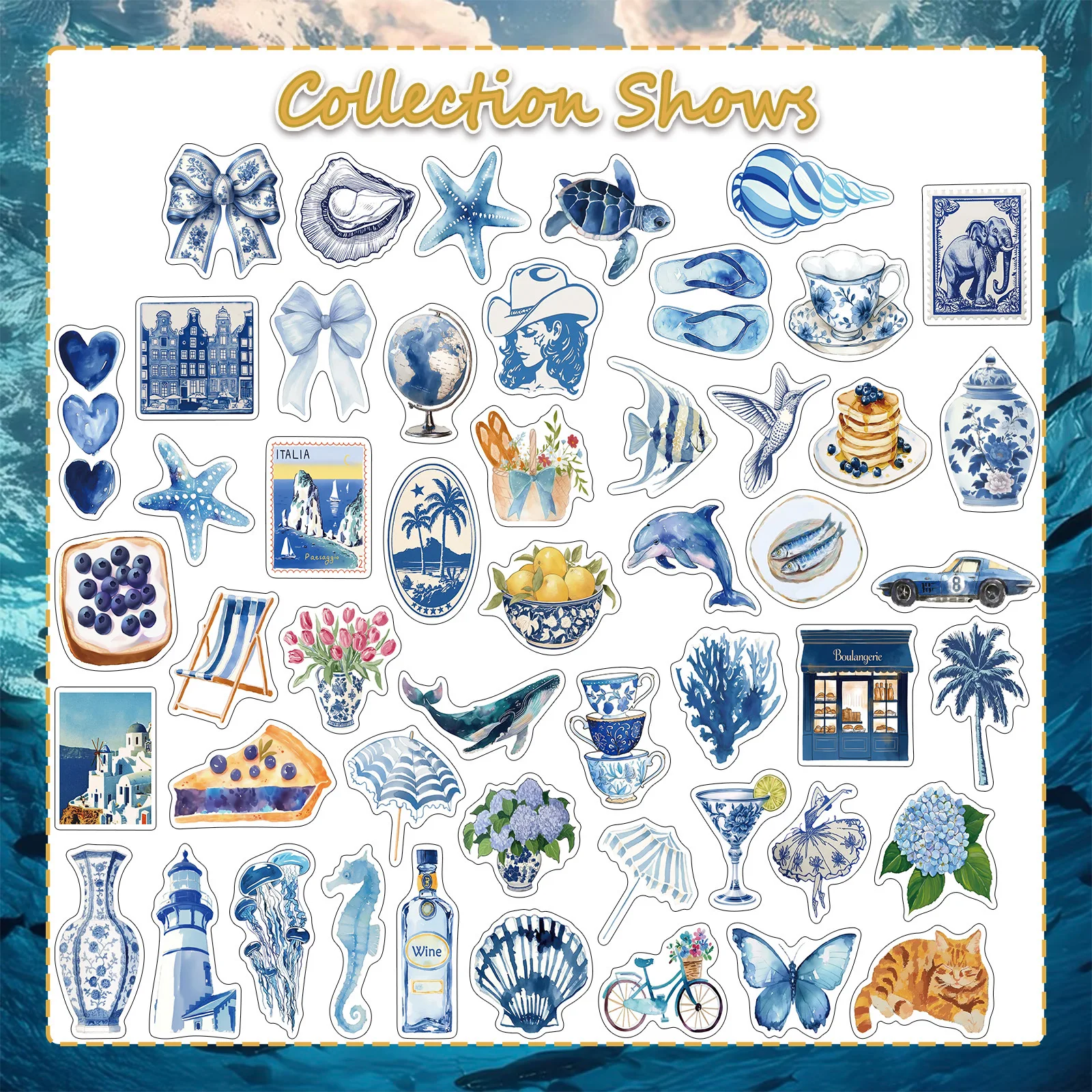 Pegatinas impermeables estilo acuarela azul – Decoración multiusos - imagen 3