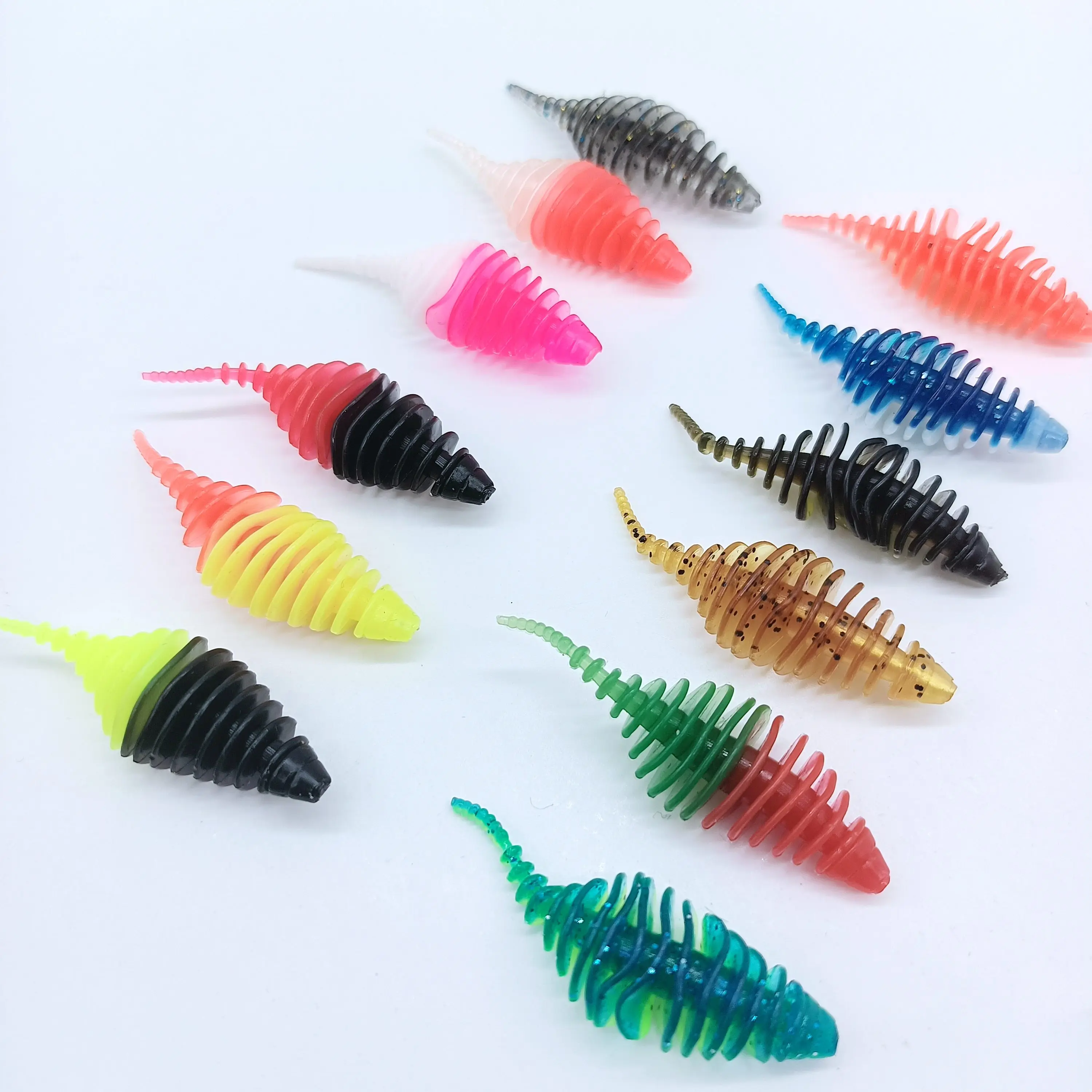 DUODUOYU 5 uds señuelo de pesca de gusano suave 35mm/50mm colores dobles cebo suave de silicona Artificial Jig Swimbaits pesca de lubina Takcle - imagen 2