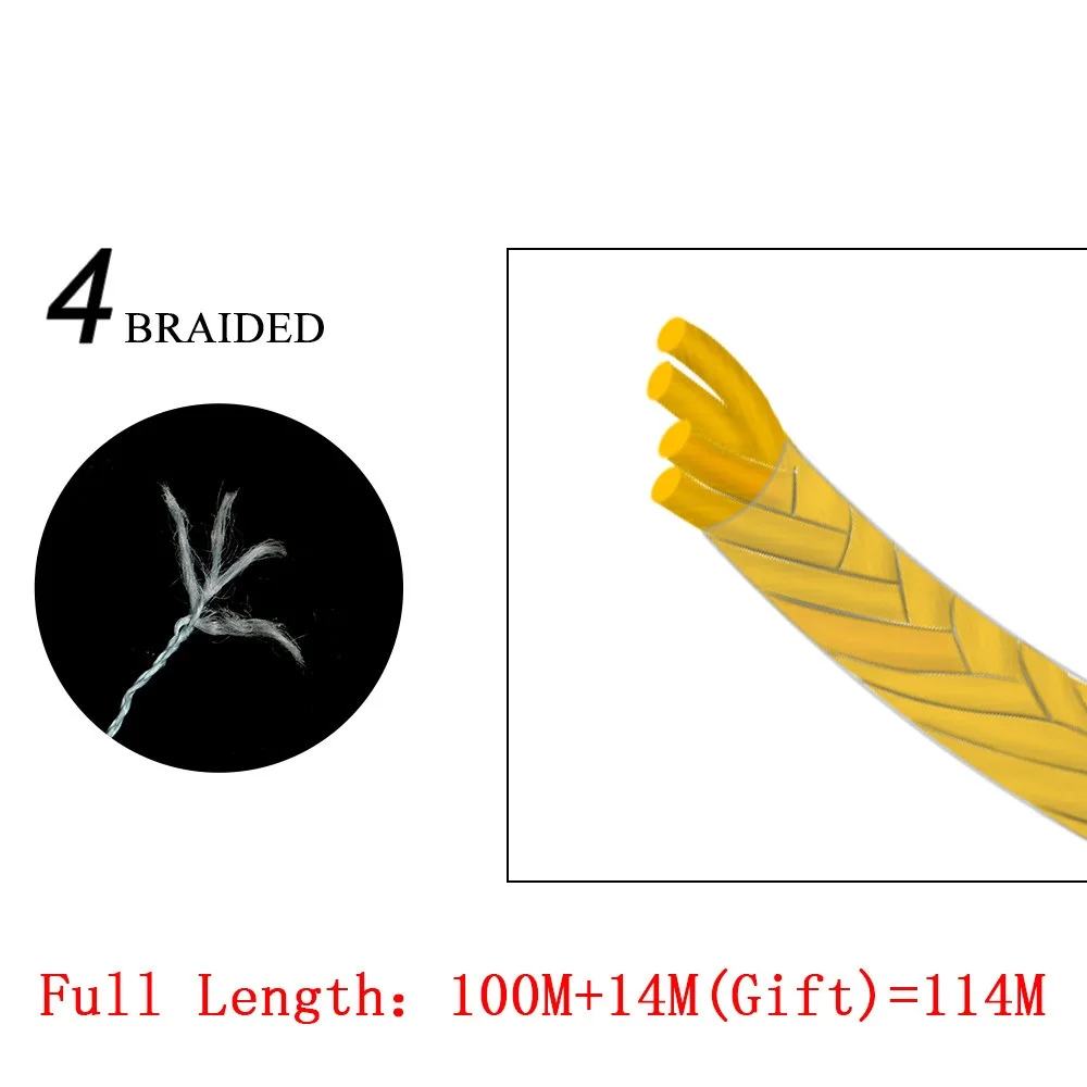 FTK 114M 4 hebras hilo de pescar trenzado 8LB-60LB multifilamento Dyneema PE línea 0,1mm-0,4mm alambre de pesca de carpa agua dulce - imagen 3