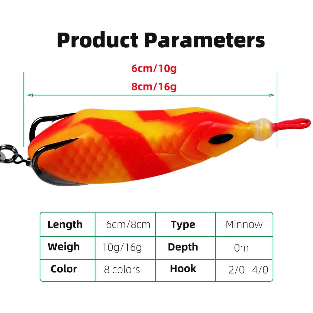 Señuelo de pesca de rana blanda, cebo con gancho de canal de sangre, 10g/16g - imagen 2