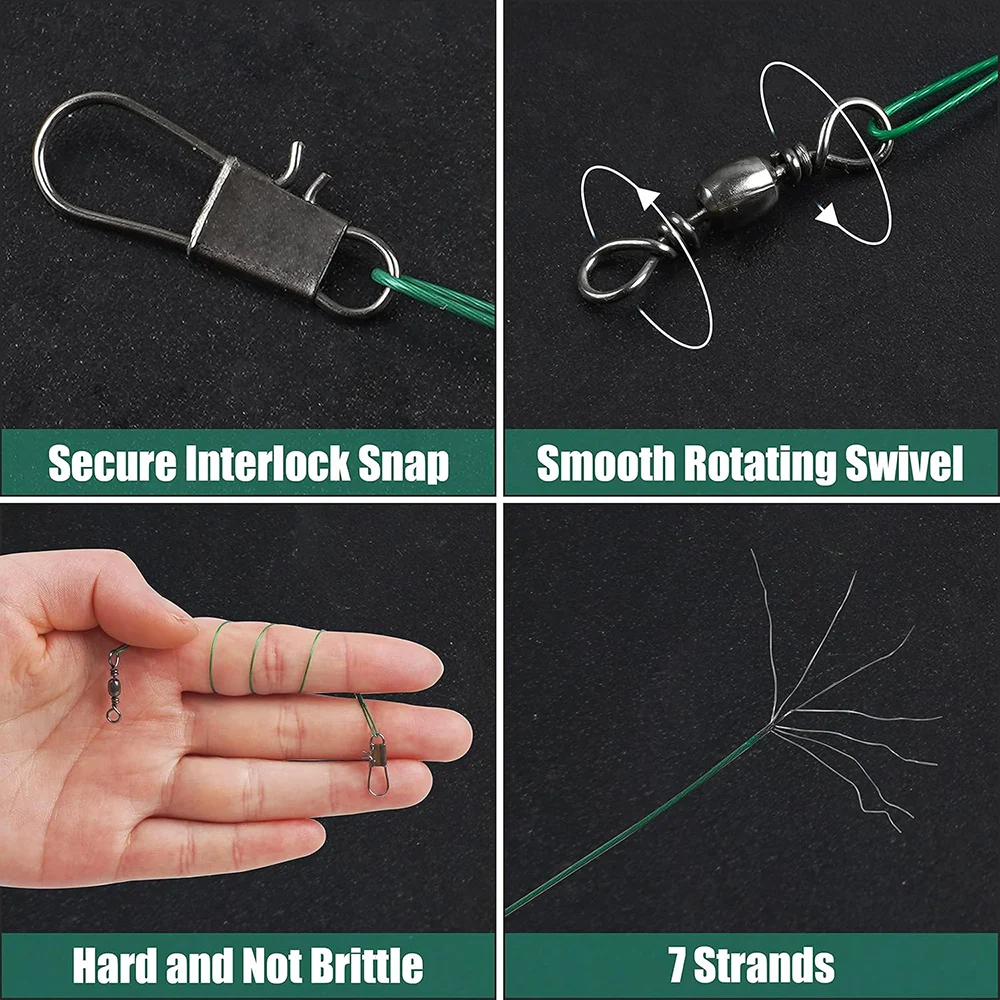 60 uds Kit líderes de pesca línea de pesca antimordida alambre de acero líder señuelo aparejos de pesca señuelos cebo gancho conector de pesca - imagen 3