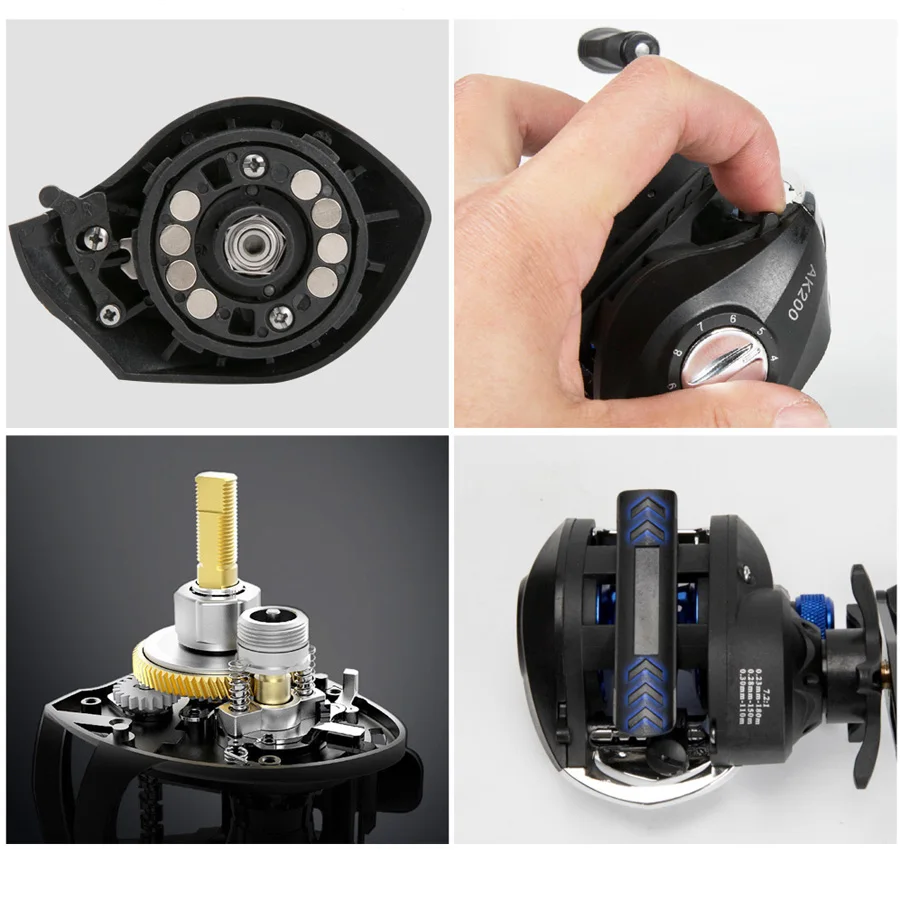 AK200 rollos de Metal 7,2: 1 carrete de pesca de alta velocidad mano izquierda derecha carrete de Baitcasting sistema de frenos 8kg rueda de arrastre fundición de cebo - imagen 3
