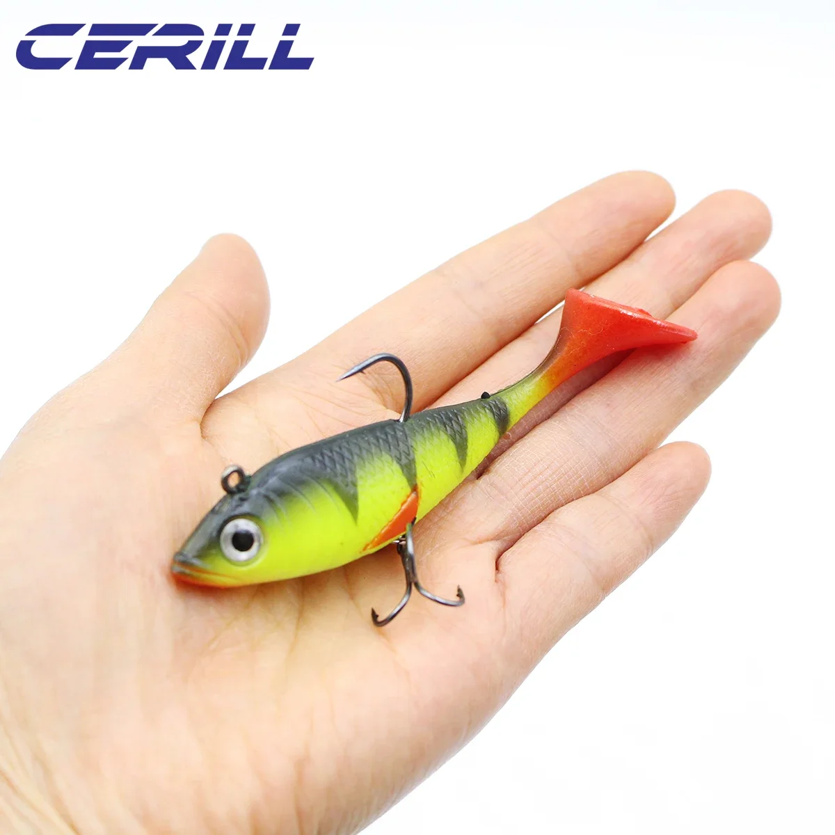 Ceril-señuelo de pesca de silicona suave con anzuelos, cabeza de plantilla de 85mm y 18g, carpa, Lucio, pececillo, cola de paleta, sábalo, cebo Artificial, Swimbait, 1 unidad - imagen 5