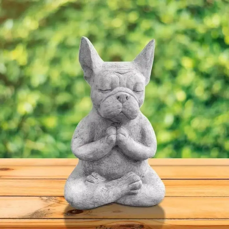 Estatua de perro en pose yoga – Resina impermeable para jardín - imagen 3