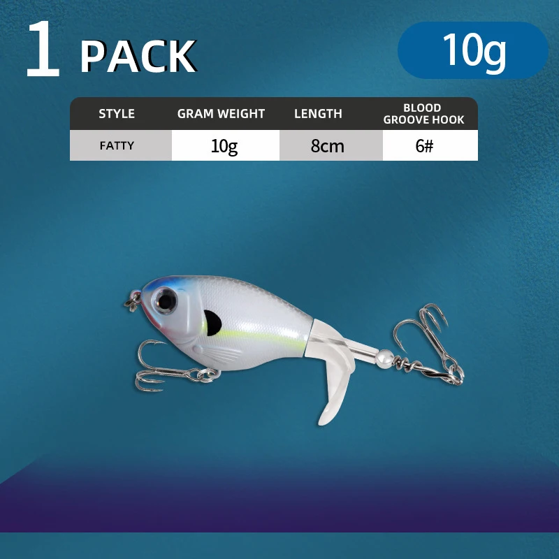 1 unidad de 10g, hélice de cinco colores, cola giratoria, cebo duro de plástico, hélice artística para río y lago, señuelo de pesca en superficie - imagen 4