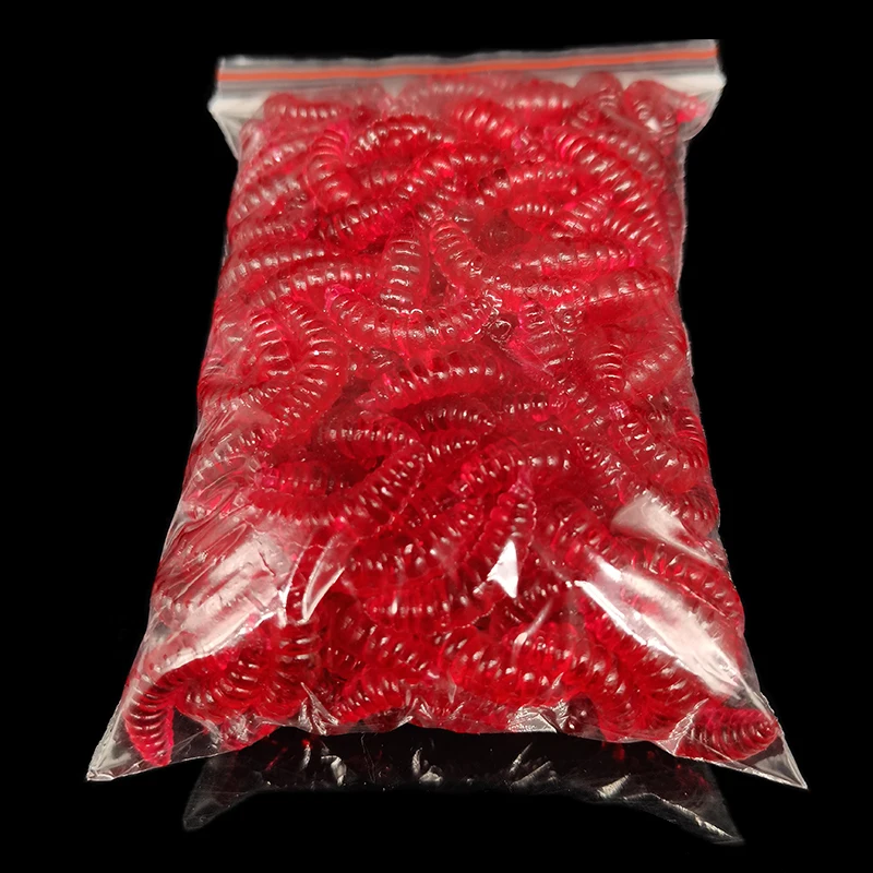 50 Uds 2cm 0,4g señuelo de Pesca de silicona suave gusano Artificial larva cebo suave anzuelo olor gusanos brillo camarones señuelo de pescado Pesca