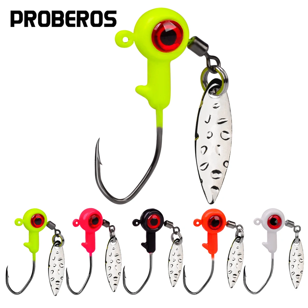 PROBEROS Anzuelos Jig Head con lentejuelas – Señuelo forma 8 cola T - imagen 3
