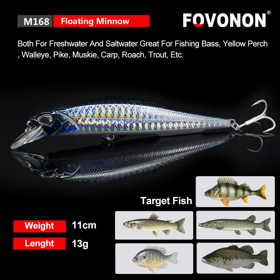 Señuelo flotante Minnow Wobbler, cebo de Pesca de fundición larga profunda, Jerkbait Crankbaits, perca, Mini Wobblers, 100F, 13,5g - imagen 5