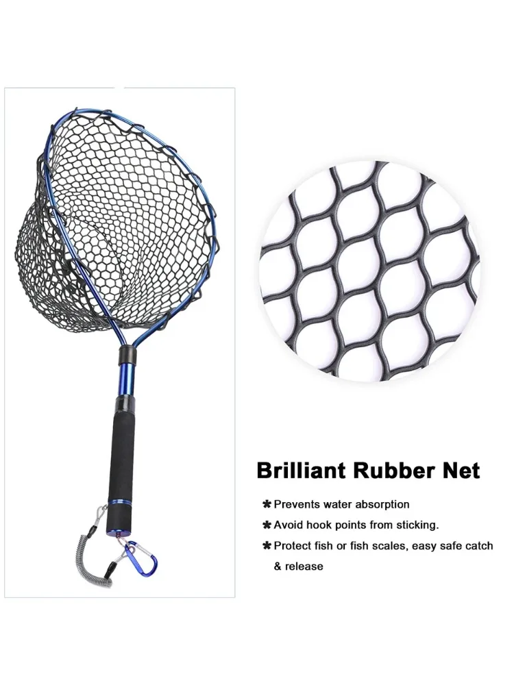 Red de aterrizaje de pesca con mosca Goture, red de pesca telescópica de aleación de aluminio, malla pequeña para trucha, herramientas de pesca de red de mano portátiles plegables - imagen 4