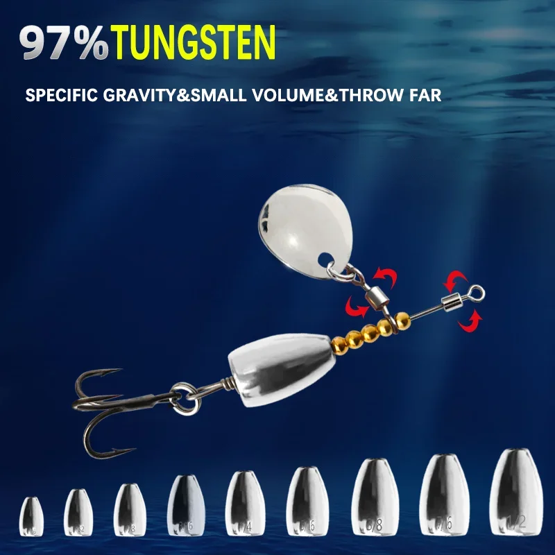 Señuelo giratorio tungsteno 3,7g-16,1g con lentejuelas para lubina y trucha - imagen 4