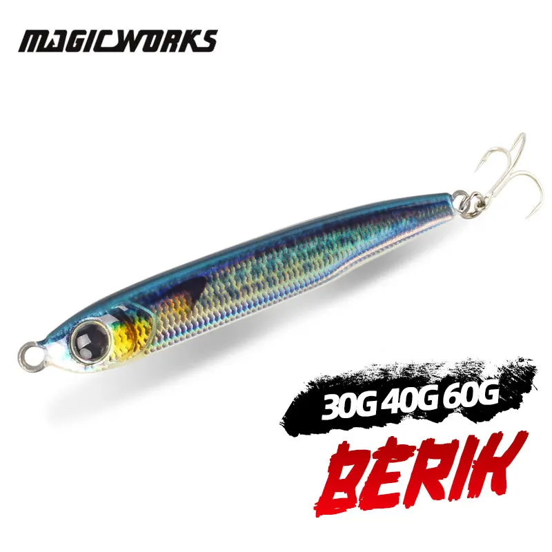 Plantilla de Metal Magic Works para cebos de peces falsos de mar, 30g, 40g, 60g, cebo Artificial, señuelo de Jigging, perca de pesca profesional, señuelos de trucha
