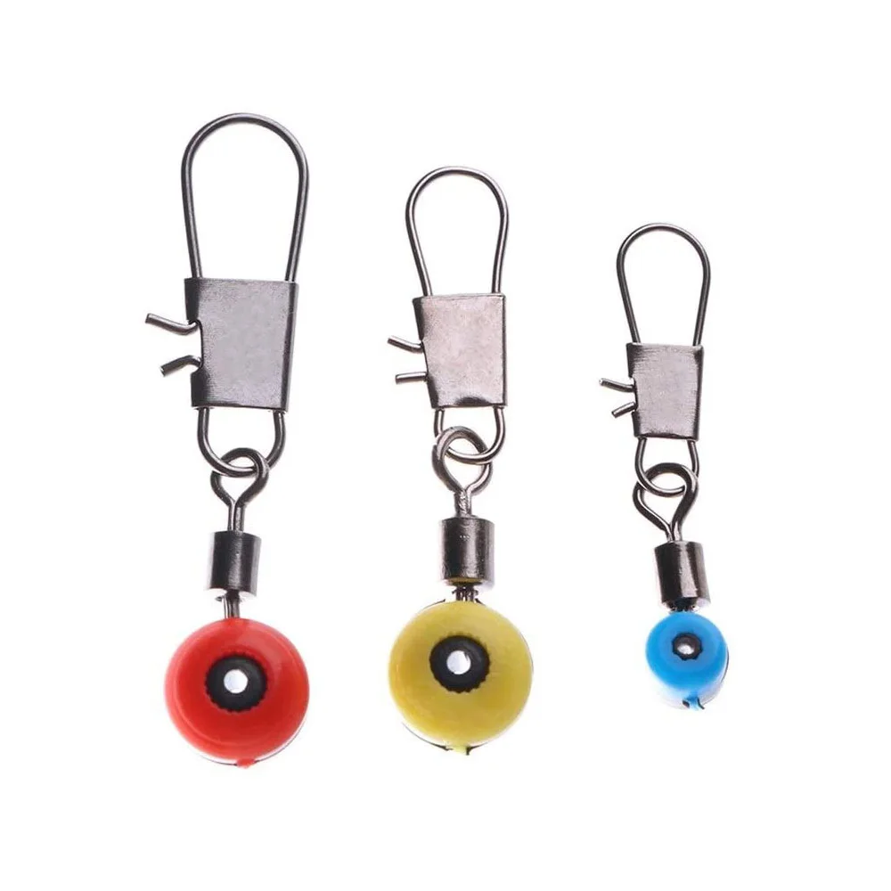 Gancho de línea de pesca de 100 unids/bolsa, Conector de Clip de vástago giratorio, espacio marino de granos del señuelo, Conector de anzuelos de pesca