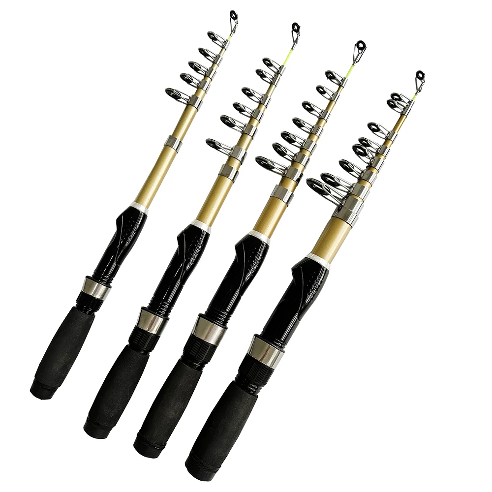 Caña de pescar telescópica en roca, 1,5-2,1 M, alimentador giratorio de carpa con mosca, Mini caña de pescar ultraligera de viaje de fibra de carbono, Pesca de agua salada - imagen 3