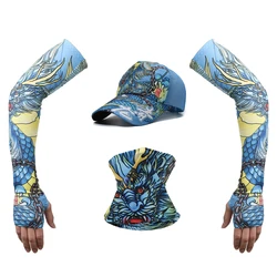 Conjunto de tres piezas de protección solar para pesca, conjunto de sombrero de pesca, bufanda con manga de seda helada, sombrero para el sol, protección solar LURE, artículo popular
