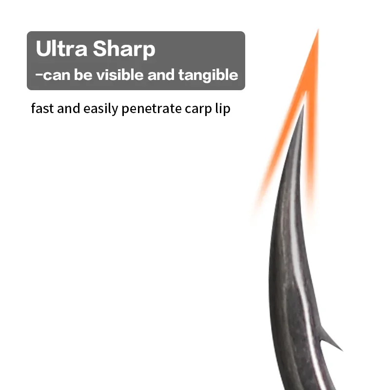 10 piezas de anzuelo de pesca de carpa tamaño 1 2 4 6 recubrimiento de PTFE micro bardado/recubrimiento de PTFE sin púas para aparejos terminales de pesca de carpa - imagen 2