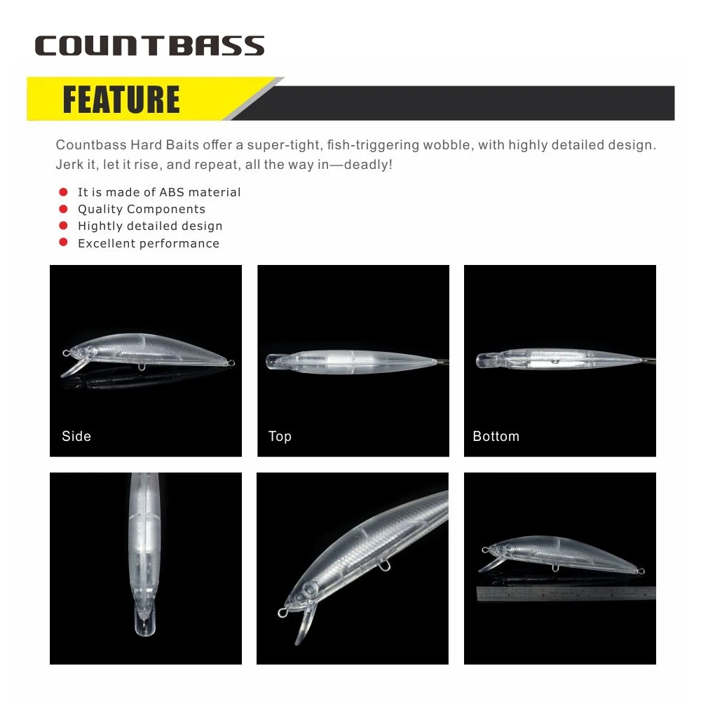Countbass peso fijo hundimiento Minnow señuelos duros en blanco cuerpos 120mm/4,7 "37g/1,3 oz, cebos de pesca sin pintar, Wobblers - imagen 4