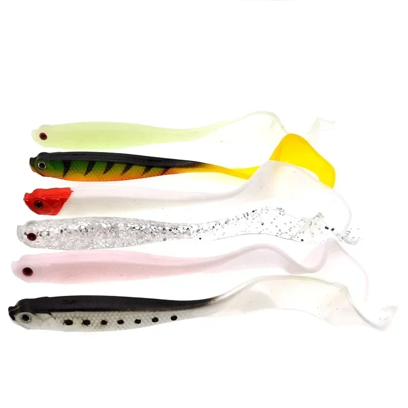 Señuelo de pesca de 3 piezas, 125mm, 5,5g, Shad t-tail Swimbait, cebo suave Artificial de silicona, Lucio, pesca Jigging Wobblers - imagen 5