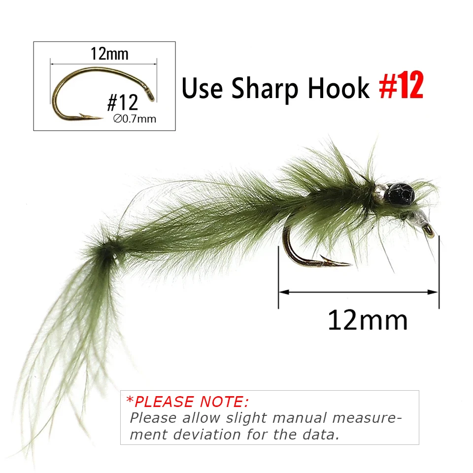 Wifreo-señuelo de pesca con mosca húmeda, 6 piezas, #12, marabú, Damselfly, ninfas, trucha, arcoíris, marrón, gris, trucha, SwimBait - imagen 2