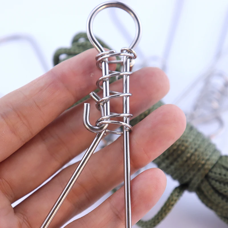 Cuerda de pesca de 5 metros, hebilla de bloqueo de pez de río de acero inoxidable, aparejos de pesca deportivos al aire libre, cordón, accesorios de pesca de carpa Kukan - imagen 2