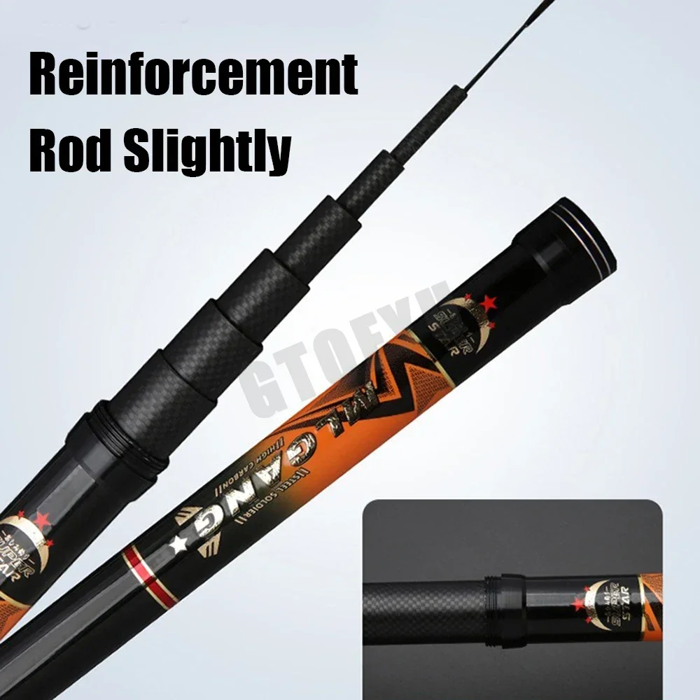 Caña de pescar de mano de fibra de carbono, caña de pescar telescópica de alta calidad, súper ligera, larga y dura, 8M/10M/12M/14M/15M/16M - imagen 4