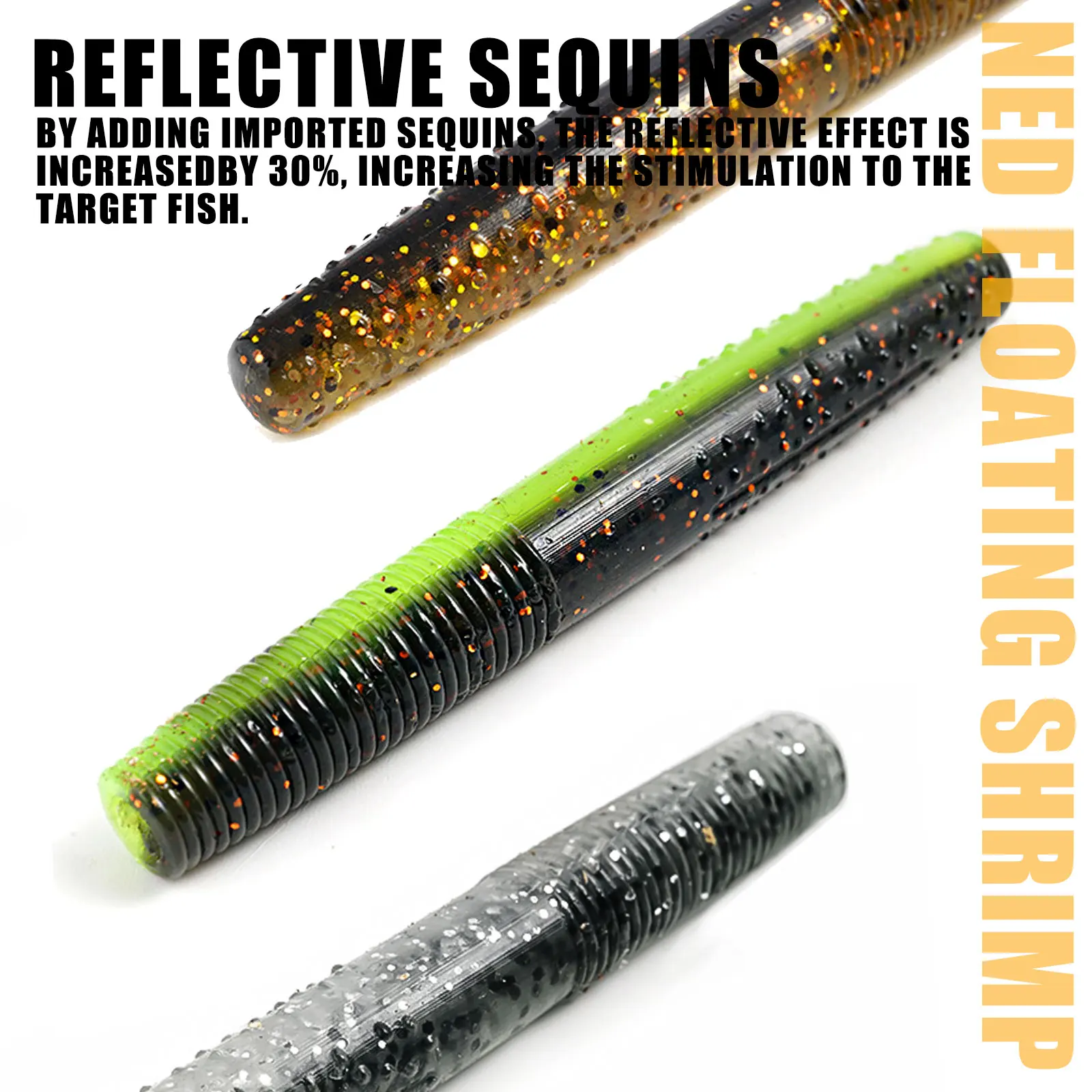 SAMOLLA-señuelo para pesca de lubina, gusanos flotantes, cebo Artificial de plástico suave, aparejo loco Ned, Tpe, flotante, sin peso, Leurre Souple Wobble - imagen 2