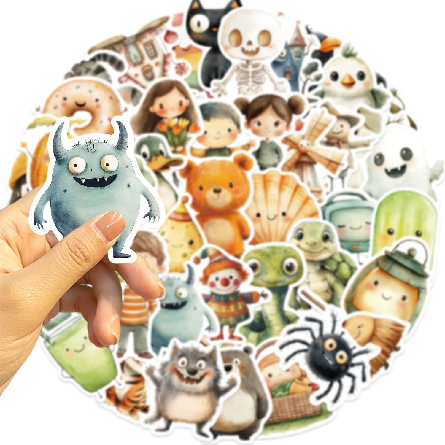 50 Uds. De pegatinas de grafiti de dibujos animados de animales minimalistas, teléfono, guitarra, portátil, maleta, tazas de agua, pegatina impermeable, juguete para niños - imagen 3