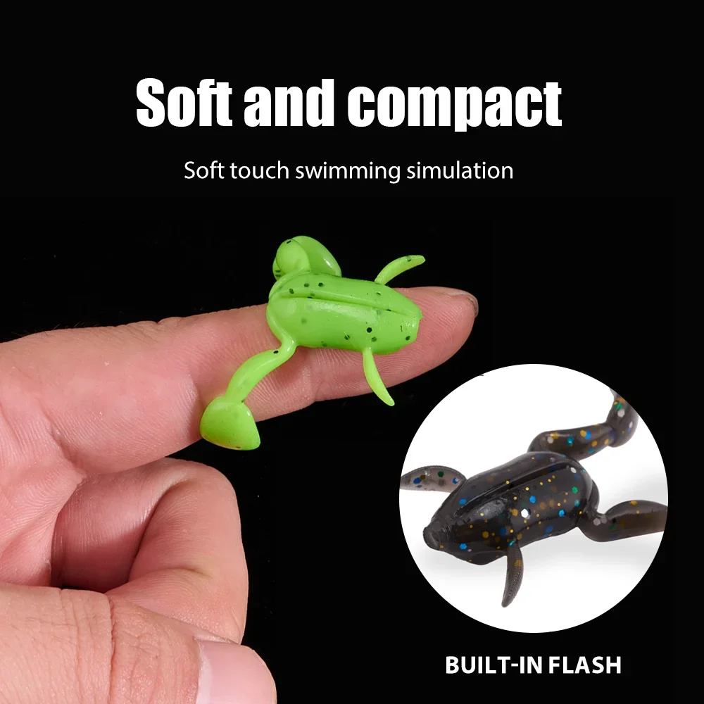 5 uds Pedal señuelo de pesca de rana Topwater señuelo suave lubina pez negro Artificial mandarín surfista agua señuelo cabeza de serpiente lubina cebo suave - imagen 4