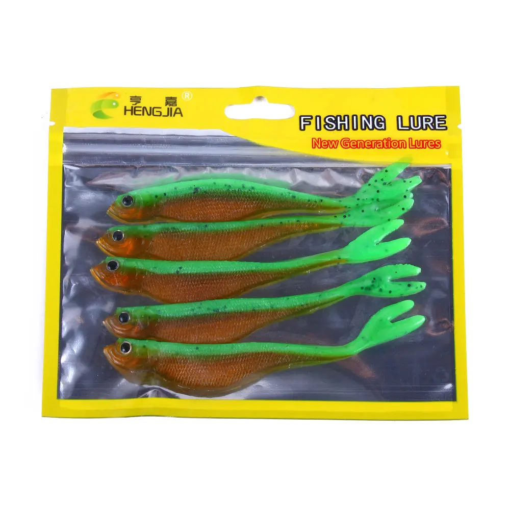 Cebo blando Swimbait con cola de paleta, señuelo de plástico suave para Sábalo, 12CM, 7G, Color arcoíris, lentejuelas, gusano suave, 5 uds. - imagen 3