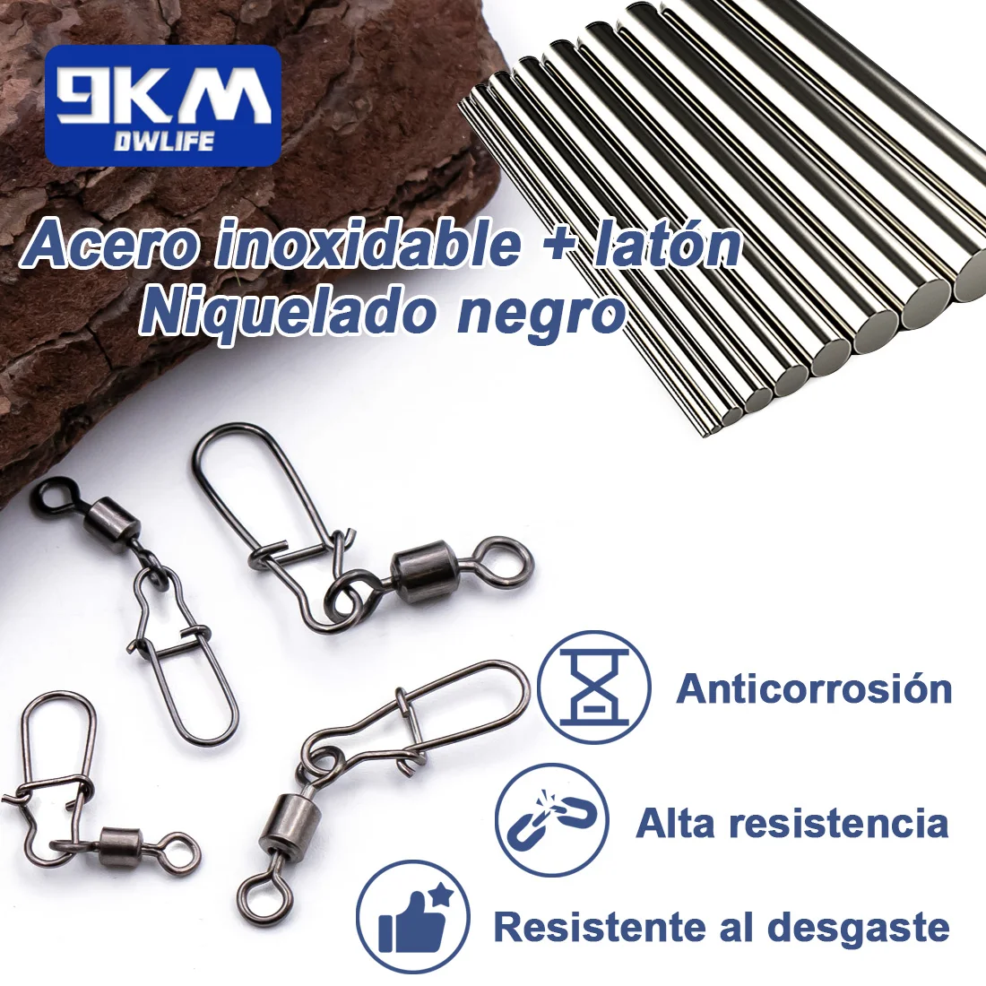 Duo-lock Snap giratorios 50 ~ 200 Uds pesca giratoria Snap latón inoxidable pesca en agua salada barril rodante conectores giratorios aparejos - imagen 3