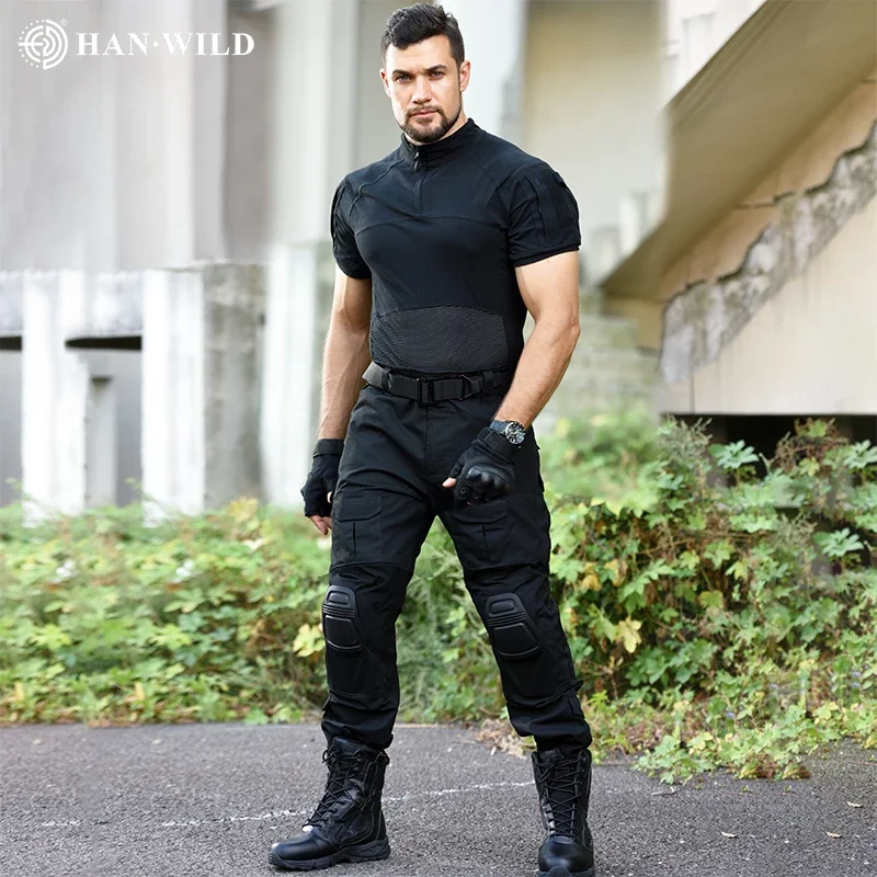 Uniforme táctico, trajes de escalada Airsoft, senderismo, combate, camiseta de camuflaje, camisas de caza, pantalones deportivos de carga de Paintball, conjuntos para hombres - imagen 3