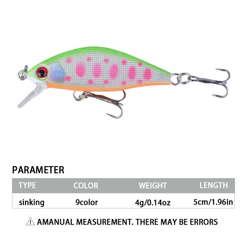 Señuelo de Pesca duro, pececillo que se hunde, cebo Artificial para perca, Lucio, salmón, trucha, 9 Uds. - imagen 3