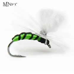 Anzuelo de mosca simple MNFT #11 para trucha – Verde/blanco
