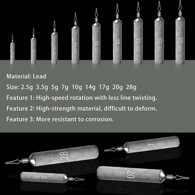 Plomos de pesca de 5/10 piezas, 3,5g, 5g, 7g, 10g, 14g, 17g, 20g, 28g, plomos de peso, accesorios de aparejos de pesca - imagen 5